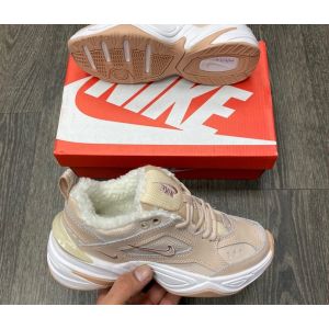 Зимние женские Nike M2K Tekno на меху розовые