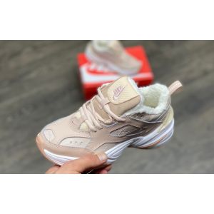 Зимние женские Nike M2K Tekno на меху розовые