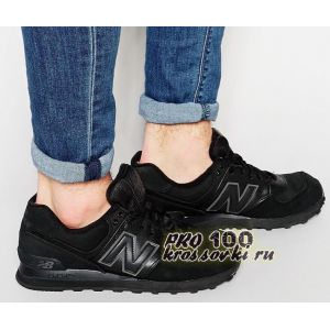 Замшевые черные кроссовки New Balance 574