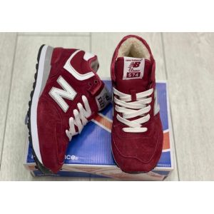 зимние кроссовки New Balance 574 на меху бордовые