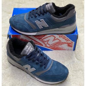 зимние кроссовки New Balance 990 на меху синие