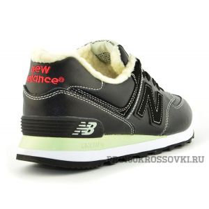 Кожаные кроссовки на меху New Balance 574 Black