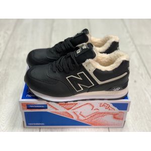 кроссовки New Balance 574 на меху черные