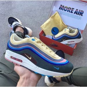 кроссовки Nike Air Max 90 синие с желтым