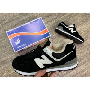 New Balance 574 зимние черные на меху