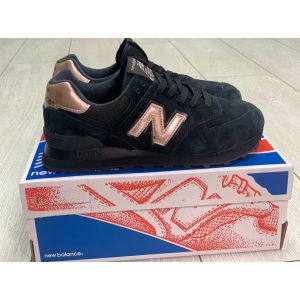 Кроссовки замшевые New Balance 574 Black Gold