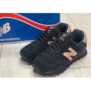 Кроссовки замшевые New Balance 574 Black Gold