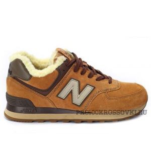 Кроссовки New Balance 574 зимние рыжие на меху